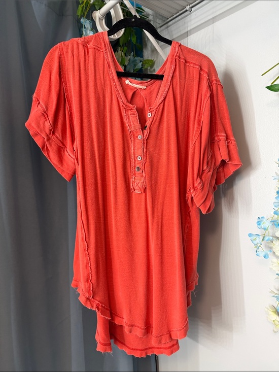 We The Free Tops - We The Free Coral Button-Front Henley Tee